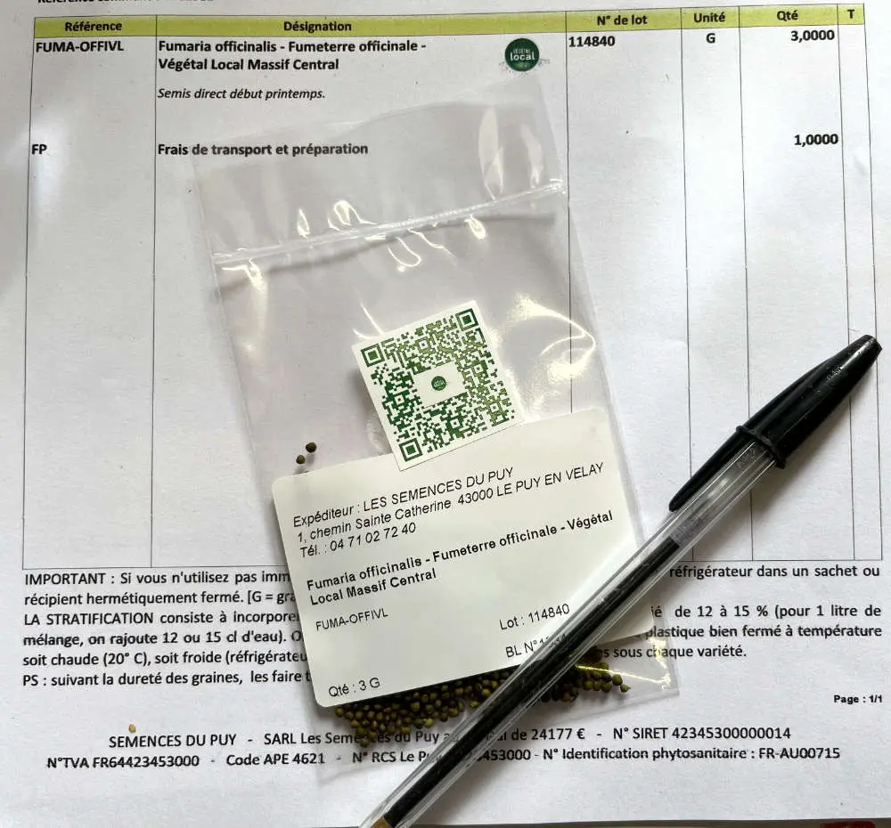 Envoi de graines aux Semences du Puy