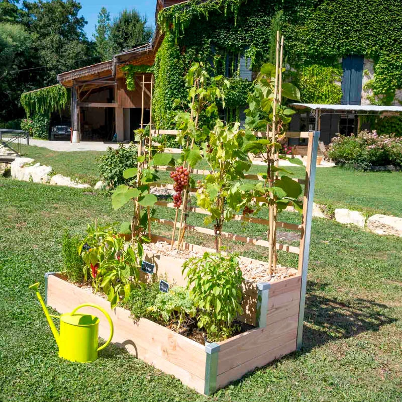 Jardinière potagère en bois à deux étages