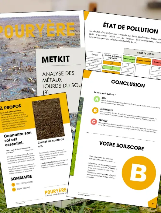 R&eacute;sultats d'analyses de sol Poury&egrave;re