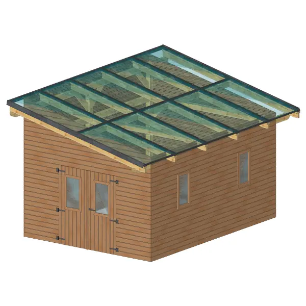 Abri de jardin mono-pente 10 panneaux photovoltaïques