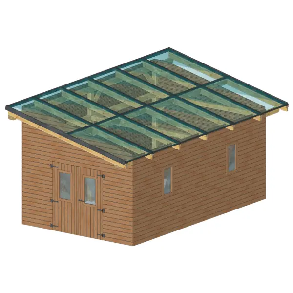 Abri de jardin mono-pente 12 panneaux photovoltaïques