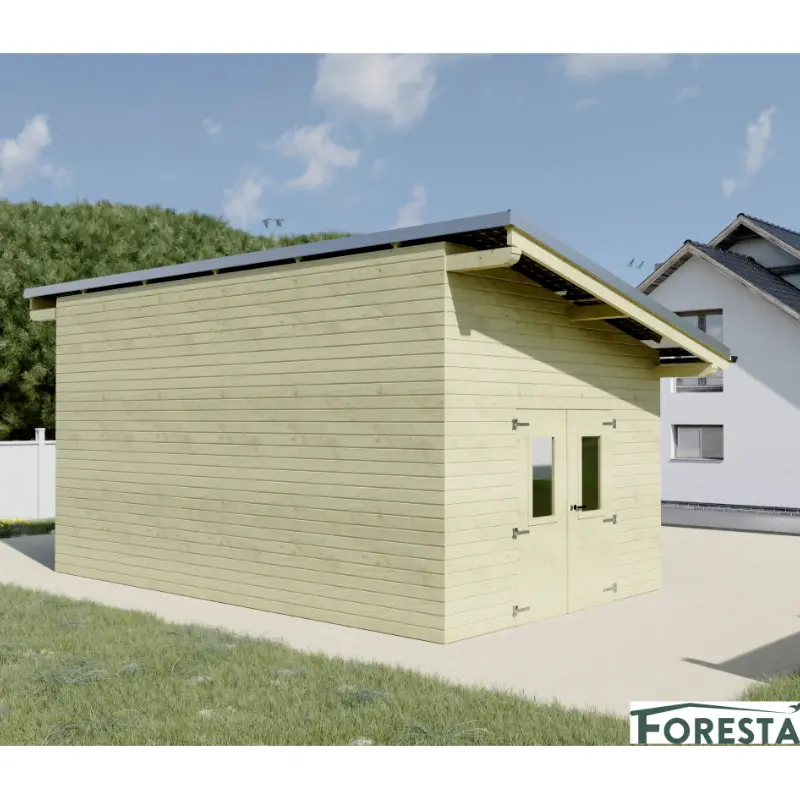 Abri de jardin mono-pente 12 panneaux photovoltaïques 6 kWc