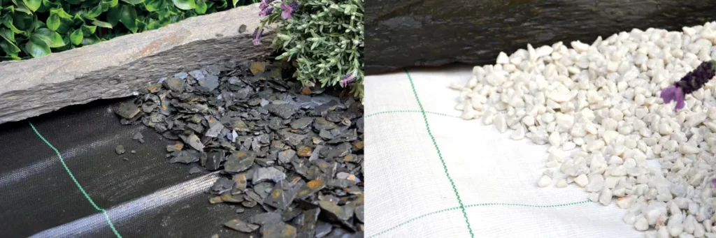 Toile de paillage Nortene aux coloris adapt&eacute;s au paillage min&eacute;ral