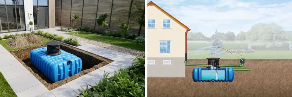 Cuve enterr&eacute;e Flat pour r&eacute;cup&eacute;rer l'eau de pluie